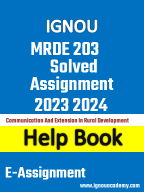 IGNOU MRDE 203 Solved Assignment 2023 2024